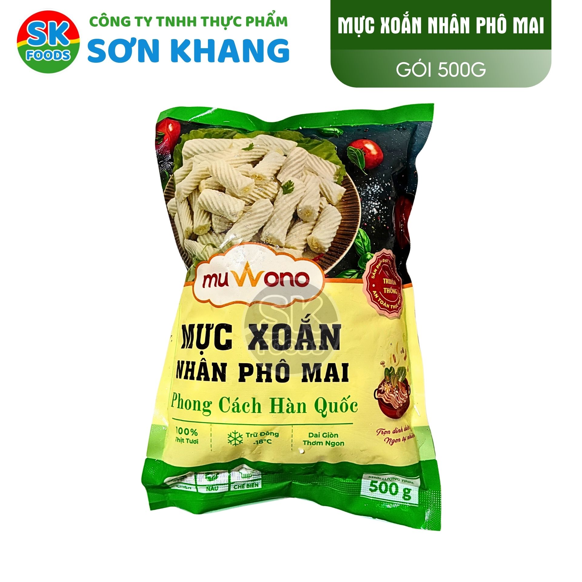 Chả Mực Xoắn Ống Nhân Phô Mai Muwono 500g (S2-50)