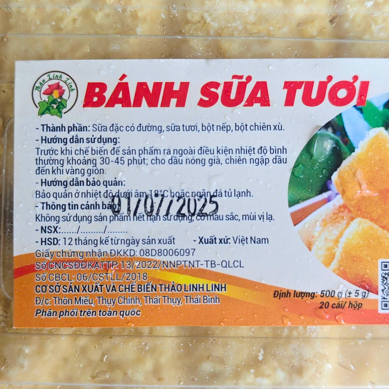 Sữa Tươi Chiên Thảo Linh Linh 500g (20 Cái)