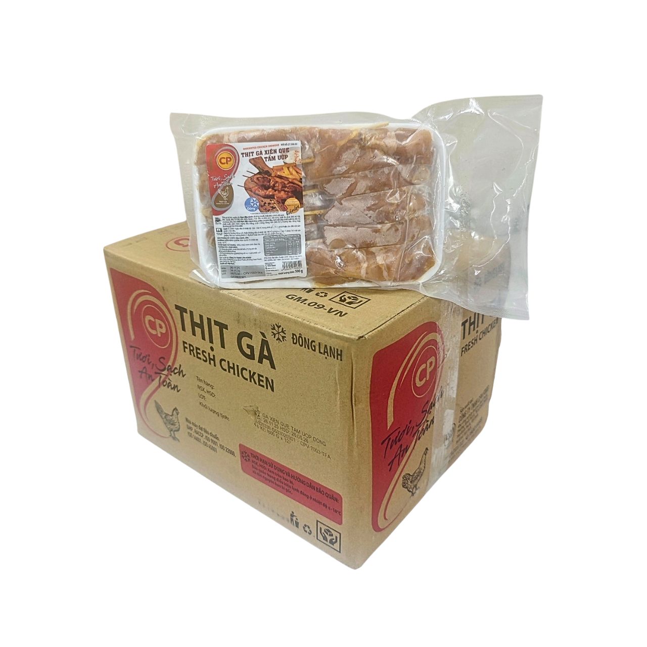 Thịt Gà Xiên Que Tẩm Ướp CP - Gói 500g (10 xiên)