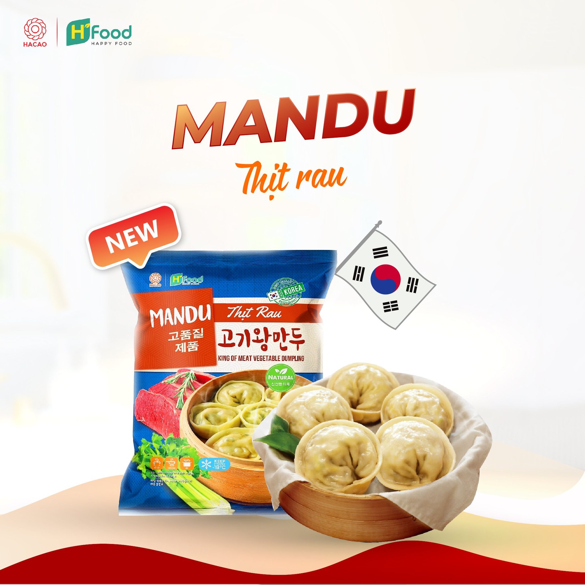 Bánh Xếp Mandu Nhân Thịt & Rau Hfood – Gói 500g
