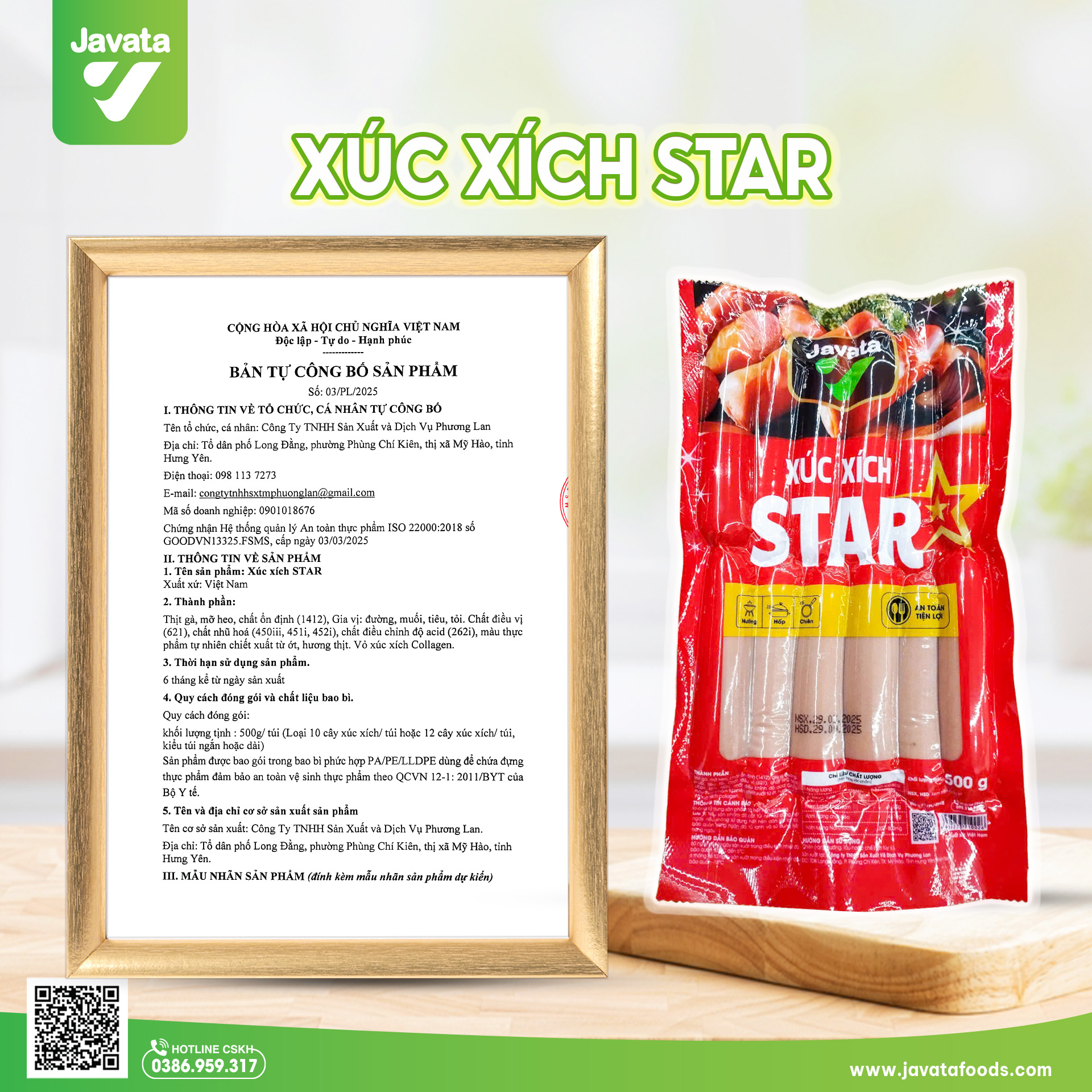 Xúc xích ZoZo / Star Javata Dài 500g (10 Chiếc)