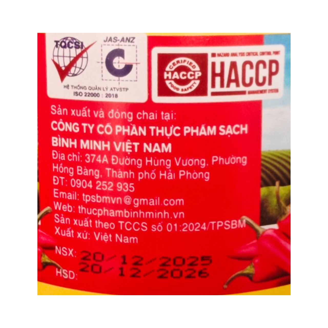 Tương Ớt Bình Minh Gia Vị Quê Hương 2 Lít