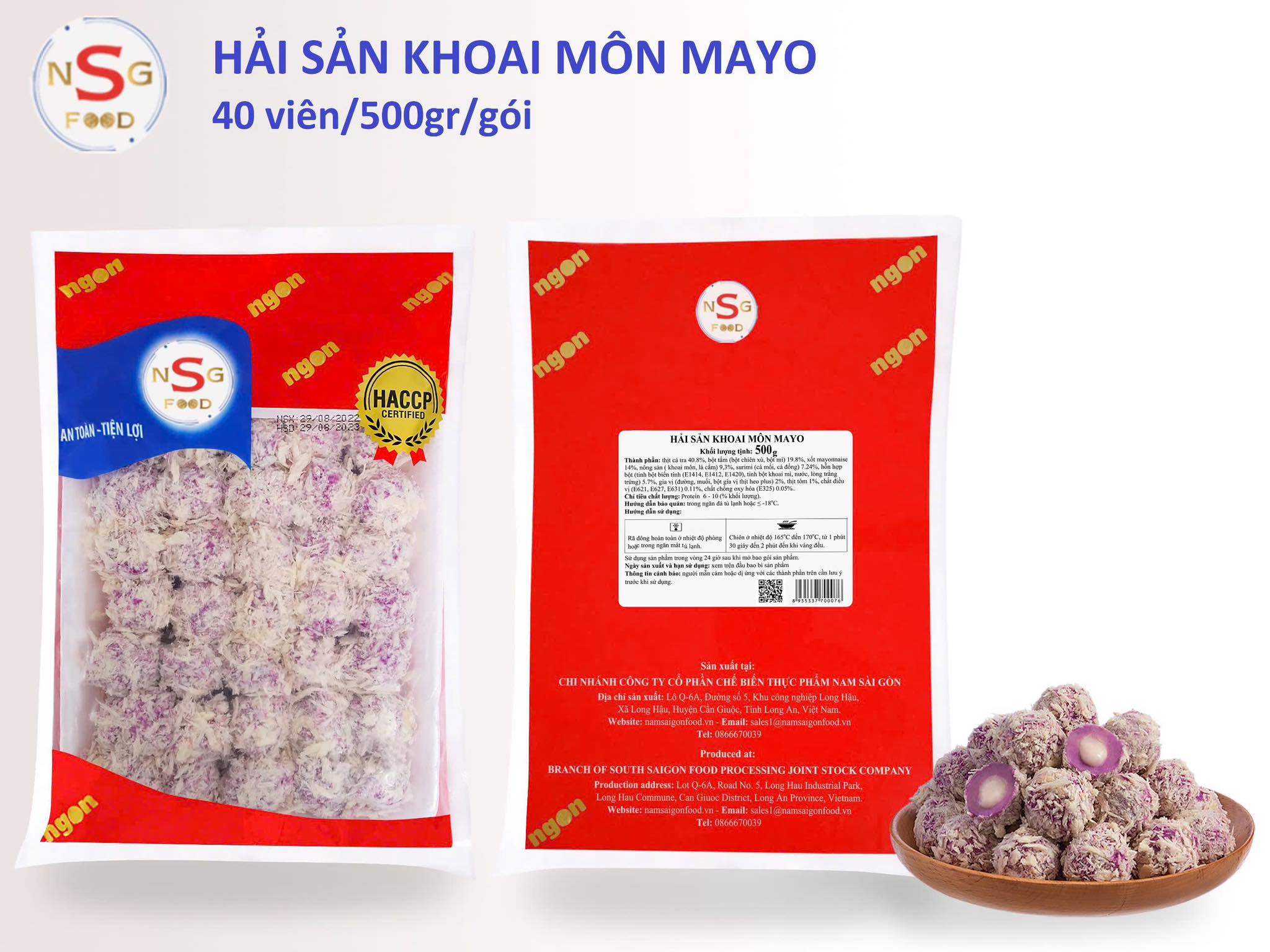 Viên Hải Sản Khoai Môn Mayonnaise Ô Ngon (Gói 500g - 40 Viên)