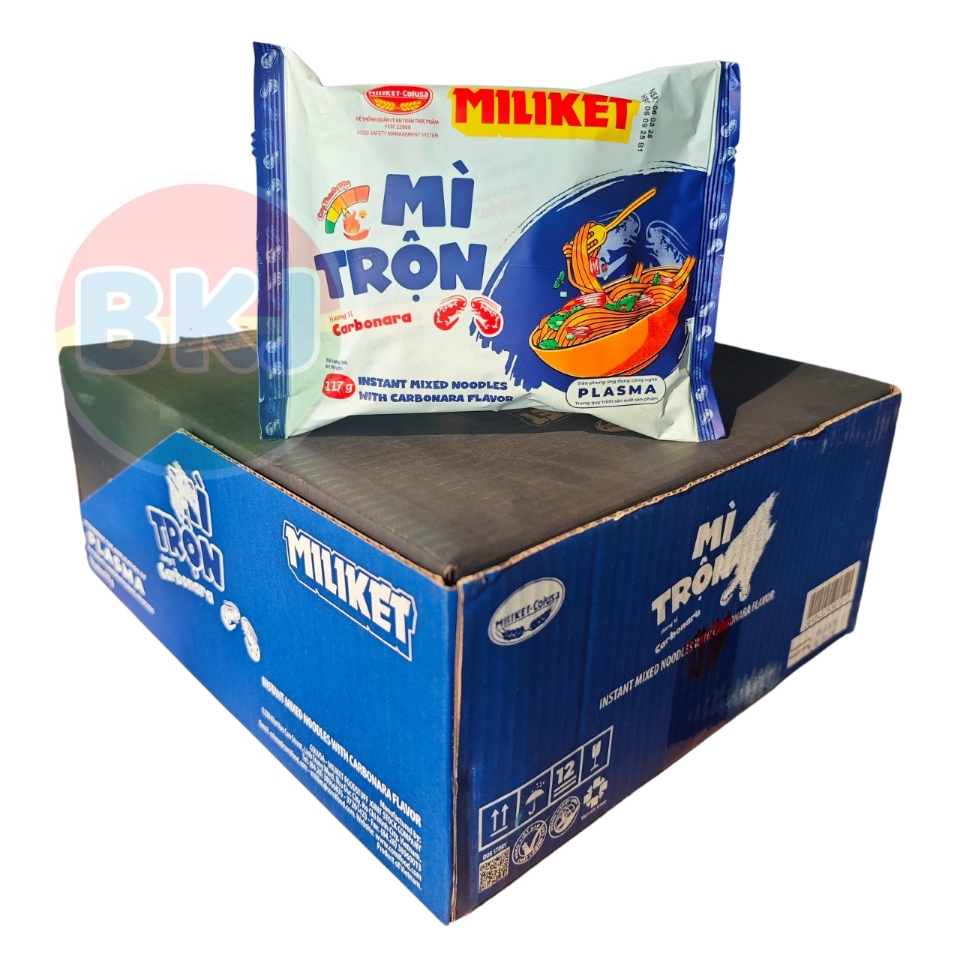 Thùng 16 gói Mì Trộn Miliket vị Carbonara 117g (Cay Level 3)
