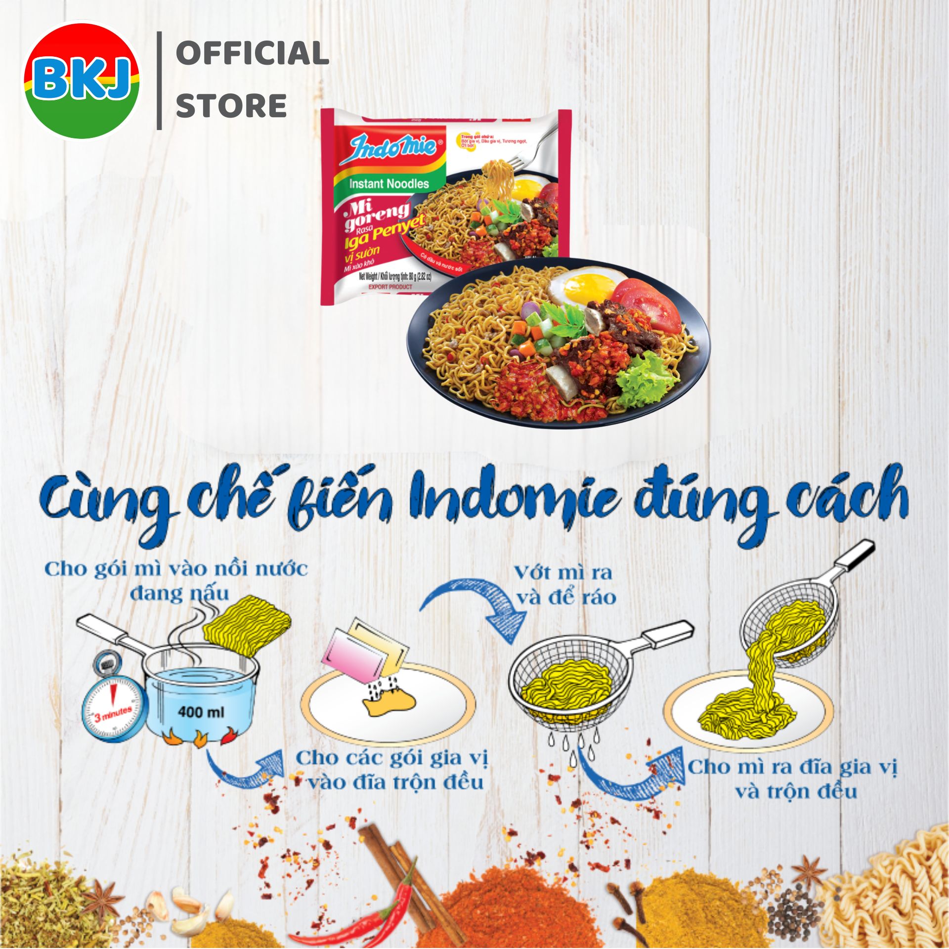 Thùng 40 Gói Mì trộn Indomie Vị Sườn Cay 80g