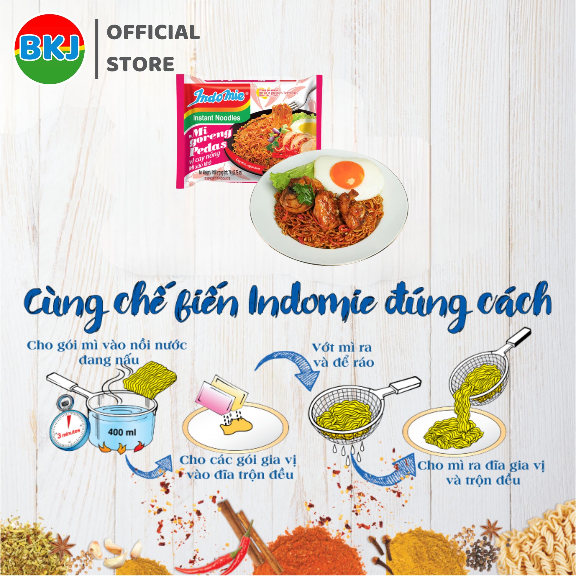 Thùng 40 Gói Mì trộn Indomie Vị Cay Nồng 79g