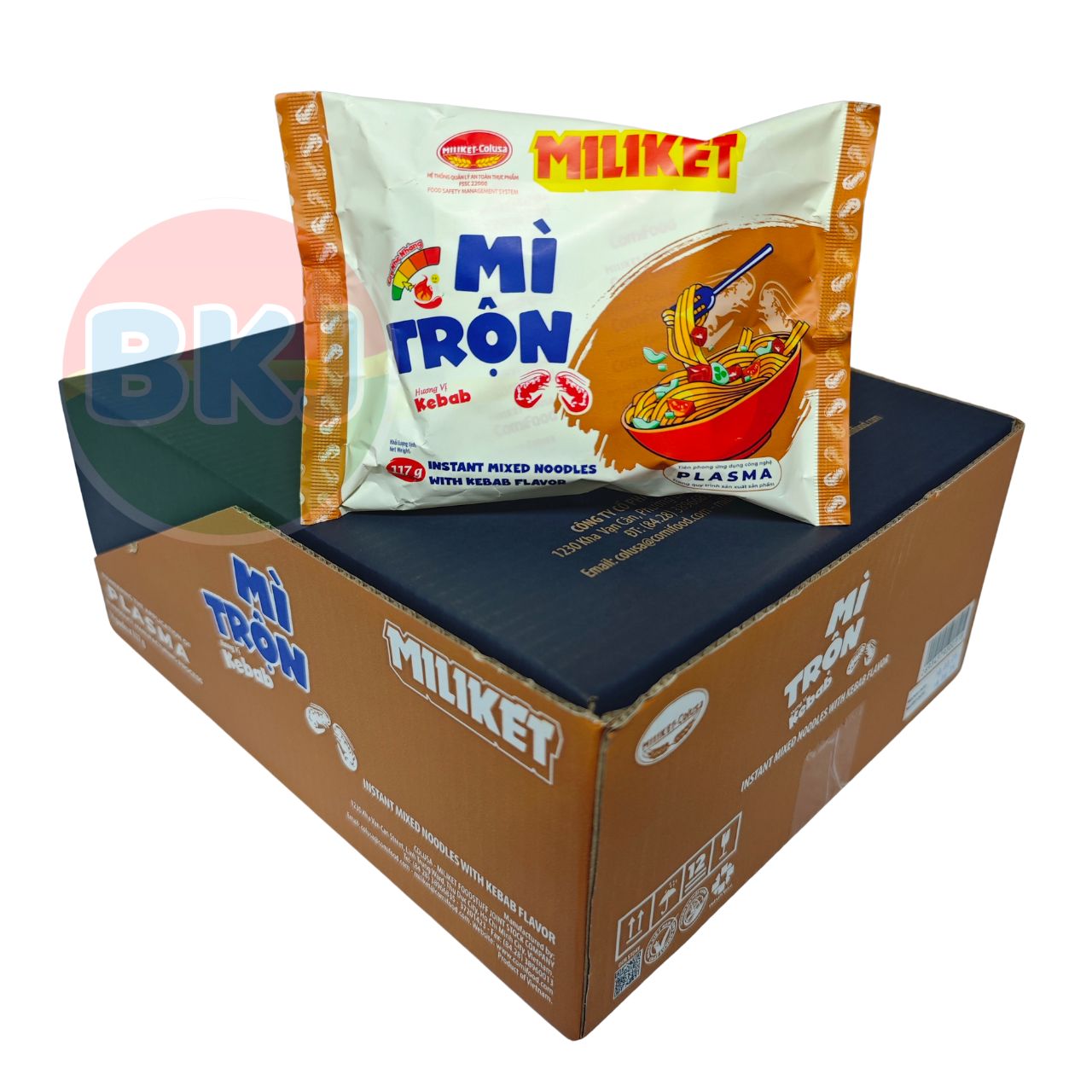 Thùng 16 gói Mì Trộn Miliket vị Kebab 117g (Cay Level 2)