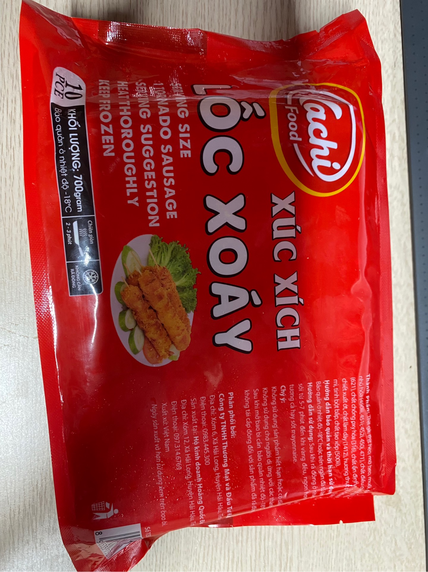 XÚC XÍCH LỐC XOÁY KACHI (TORNADO SAUSAGE) – TÚI 10 CHIẾC