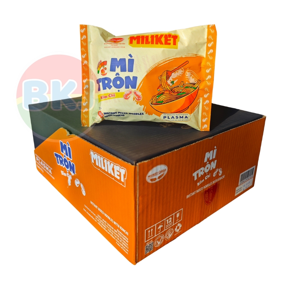 Thùng 16 gói Mì Trộn Miliket vị Kim Chi 117g (Cay Level 4)