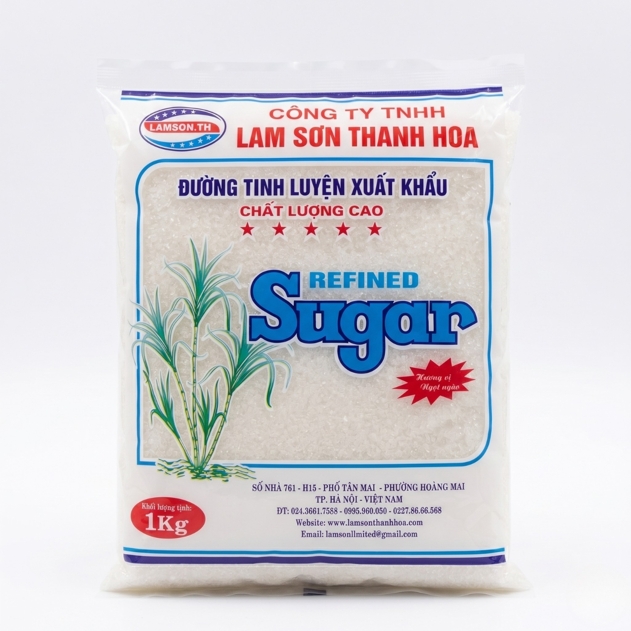 Đường Kính Trắng Tinh Luyện Xuất Khẩu Lam Sơn Gói 1Kg