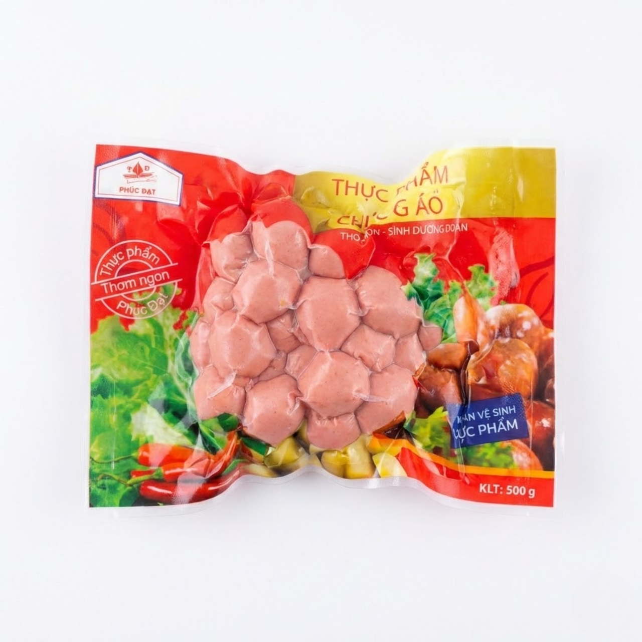 Xúc xích Hồ lô Phúc Đạt Foods - Gói 500g (Khoảng 40 viên)