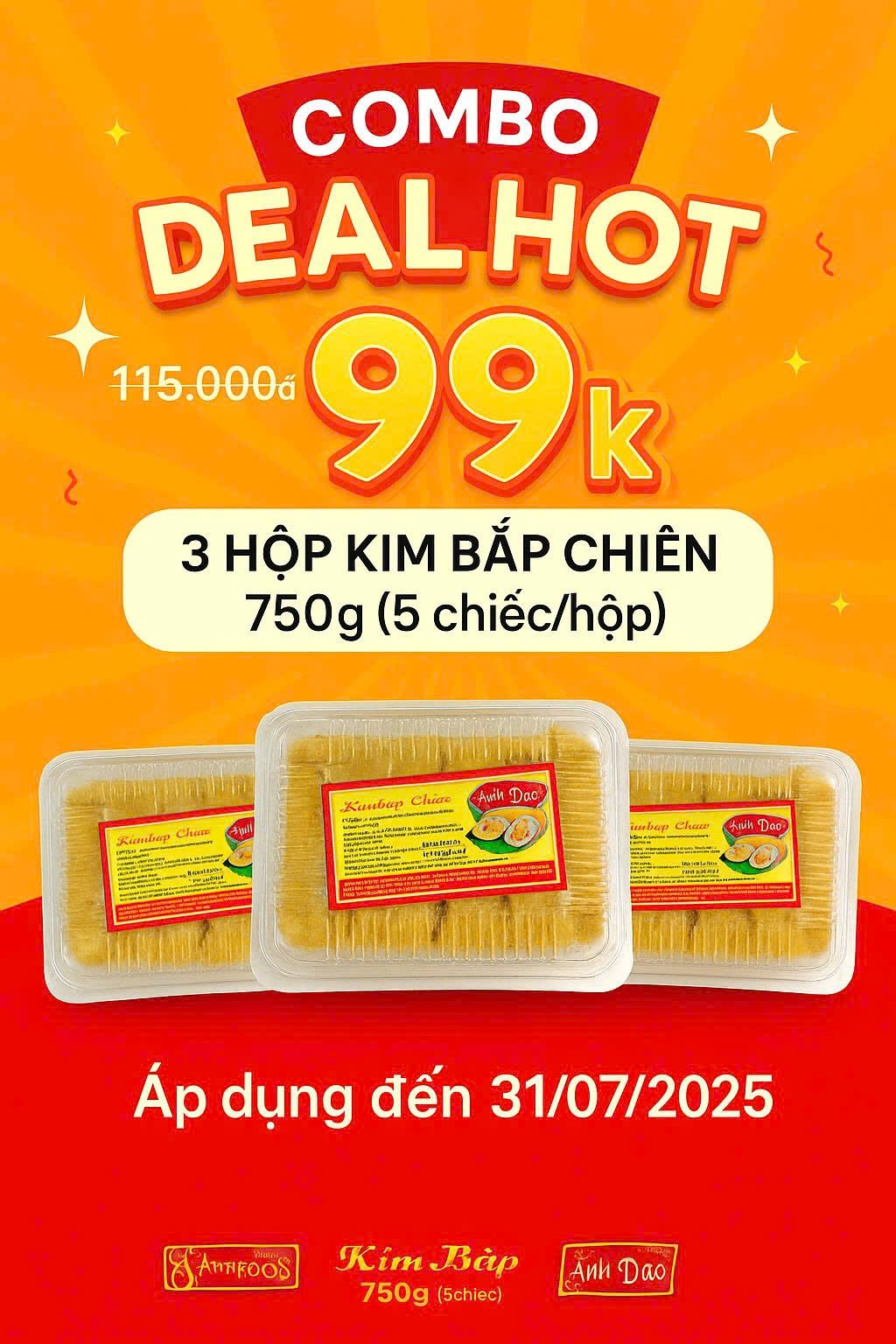 Kim Bắp Chiên Giòn Ngon Anh Đào Foods 750g (5 Chiếc)