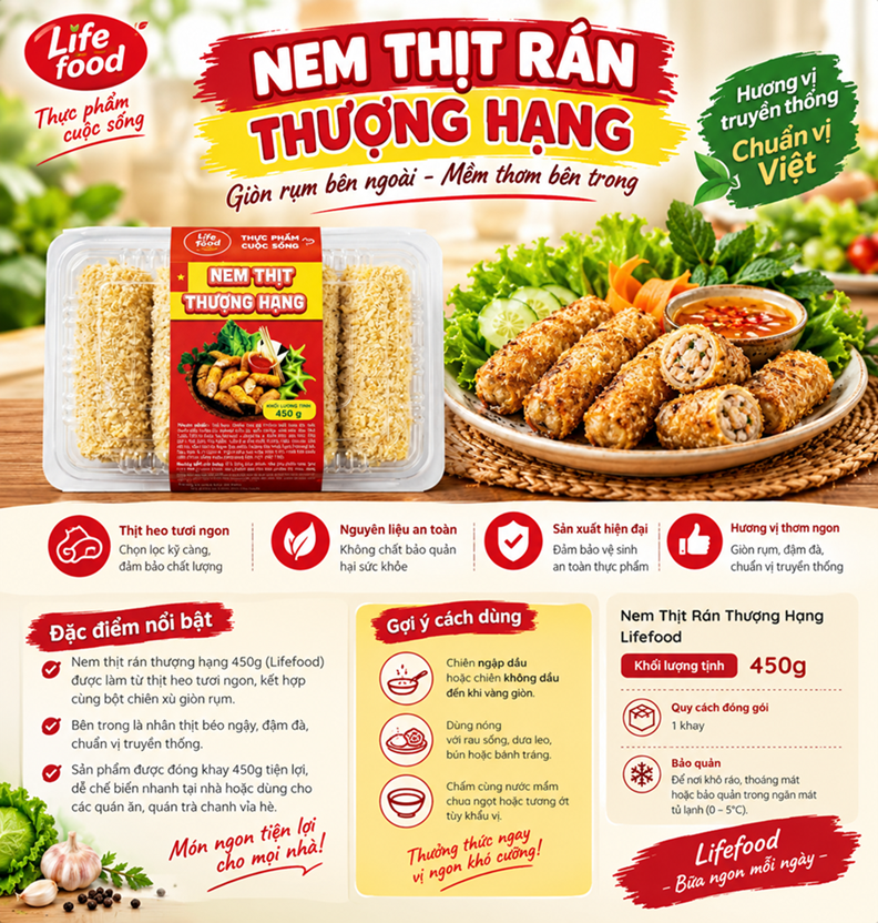 Nem Thịt Rán Thượng Hạng Lifefood 450g