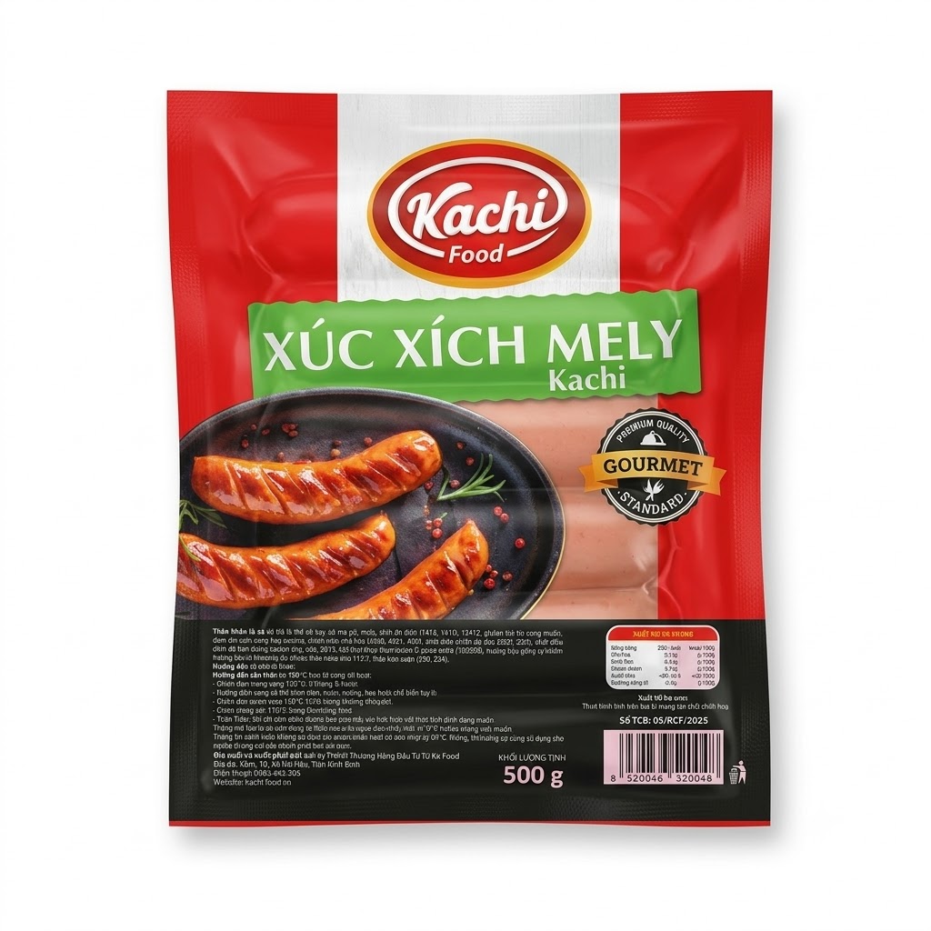 Xúc xích 100% xông khói Mely Kachifood 500g (10 chiếc)