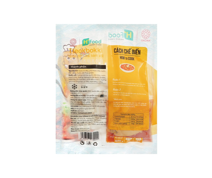 Tteokbokki H'food nhân phô mai kèm sốt 400g
