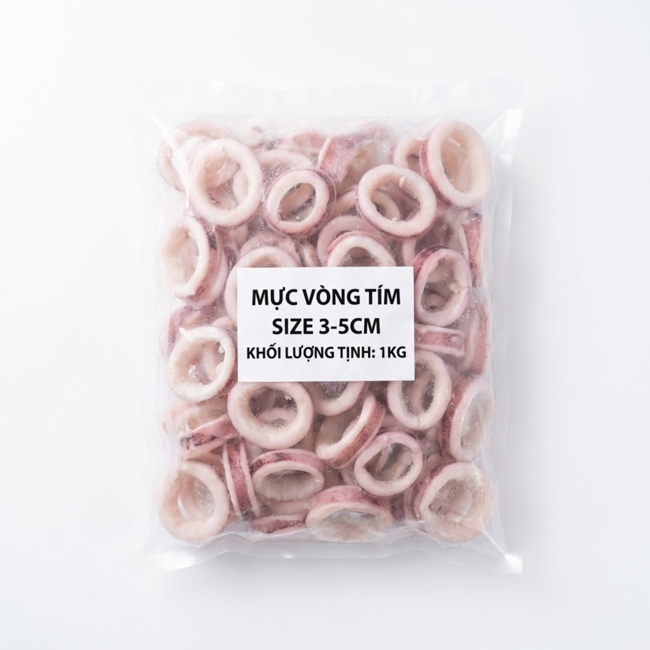 MỰC VÒNG TÍM SƠ CHẾ (SKIN-ON SQUID RINGS) – SIZE 3-5CM – TÚI 1KG