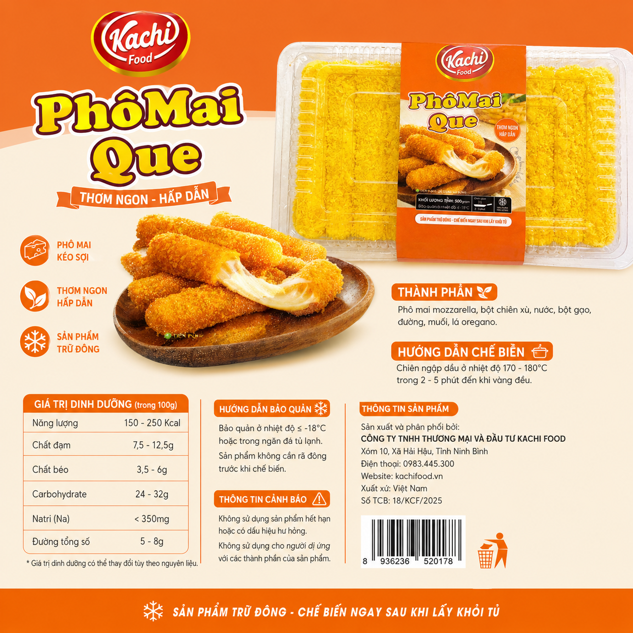 Phô Mai Que Kachi Hộp 500g (15 Chiếc)