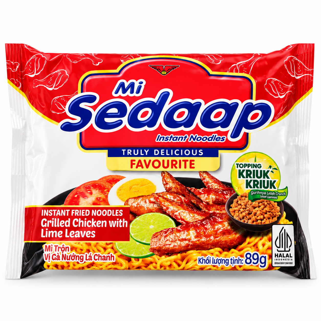 Mỳ Trộn Sedaap Vị Gà Nướng Lá Chanh (Thùng 30 Gói x 89g) – Chuẩn Vị Đậm Đà, Thơm Ngát Lá Chanh