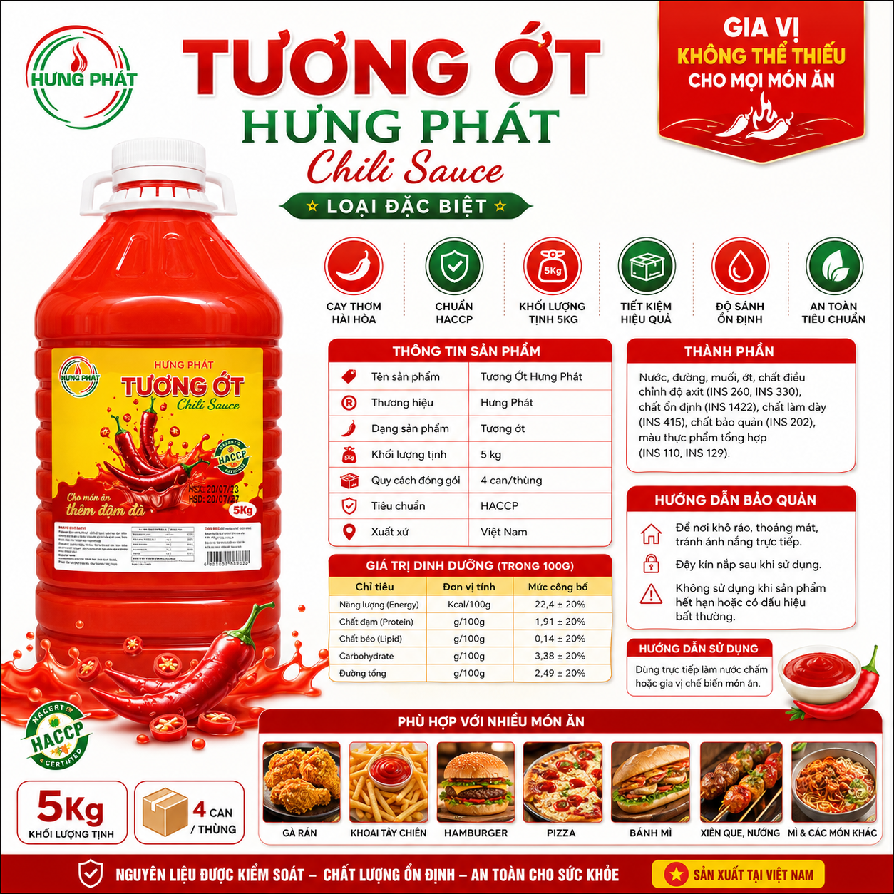 Tương Ớt Đặc Biệt Hưng Phát - Can 5kg