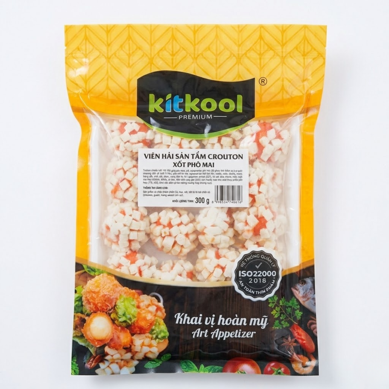 Viên Hải Sản Tẩm Crouton Bánh Mì Xốt Phô Mai Kitkool 300g (20 viên)