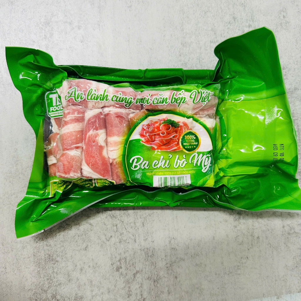 Thịt Ba Chỉ Bò Mỹ Cuộn TBFood - Khay 450g (Bao Bì Xanh)