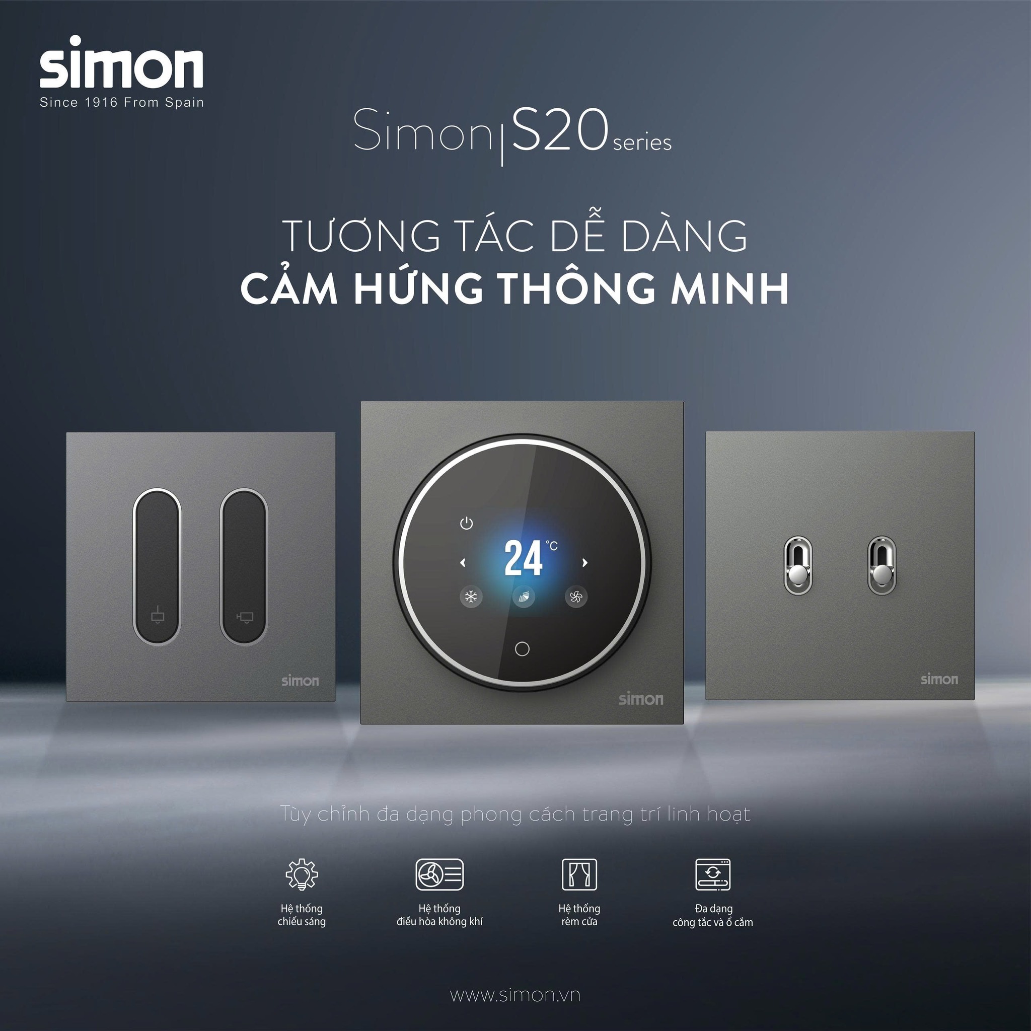 Công Tắc Ổ Cắm Simon S20 – Thiết Bị Điện Cao Cấp Thiết Kế Sang Trọng Cho Mọi Công Trình