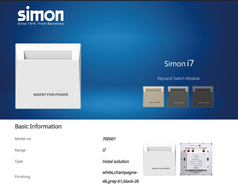 Hướng dẫn đấu nối công tắc thẻ từ Simon I7 cho khách sạn, văn phòng