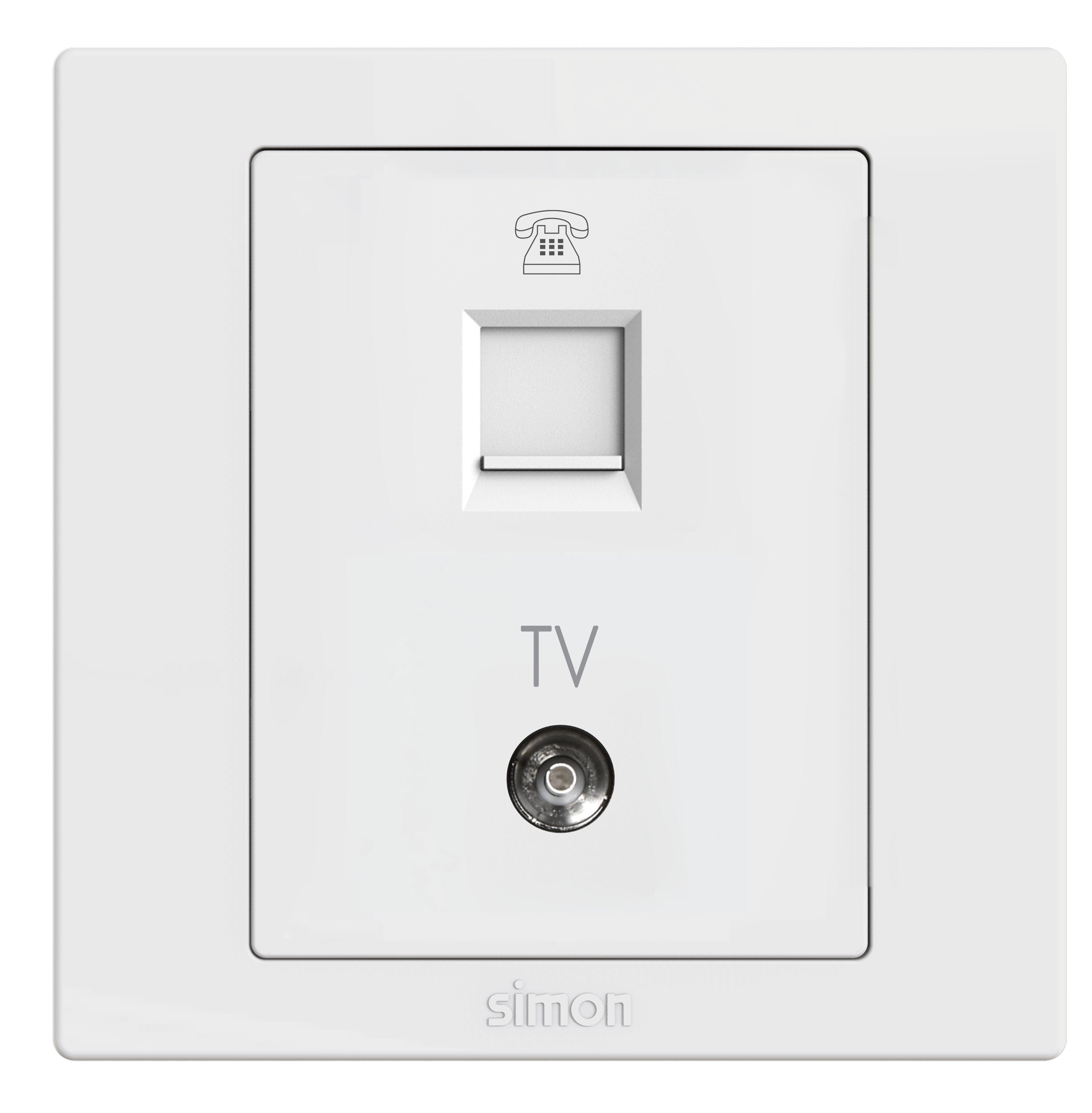 Module Bộ ổ cắm Tivi+điện thoại màu trắng S5 S5842 lắp đế vuông