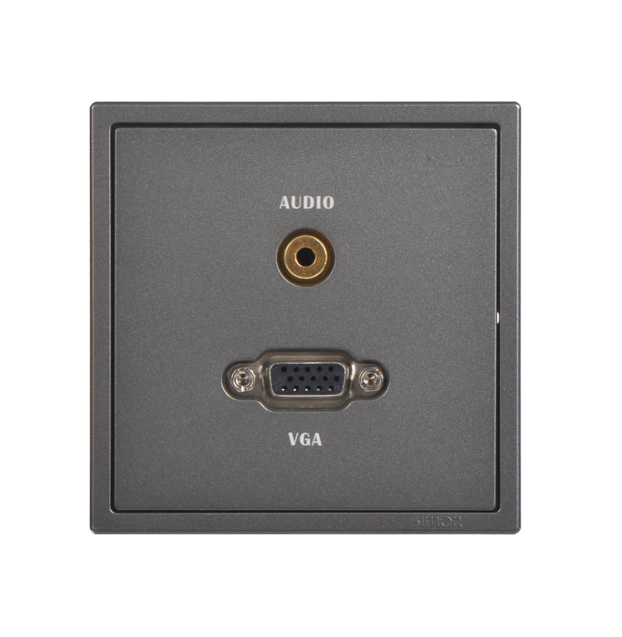 Ổ cắm VGA và tại nghe 3.5 mặt vuông Simon I7 700495-61 màu xám (grey)
