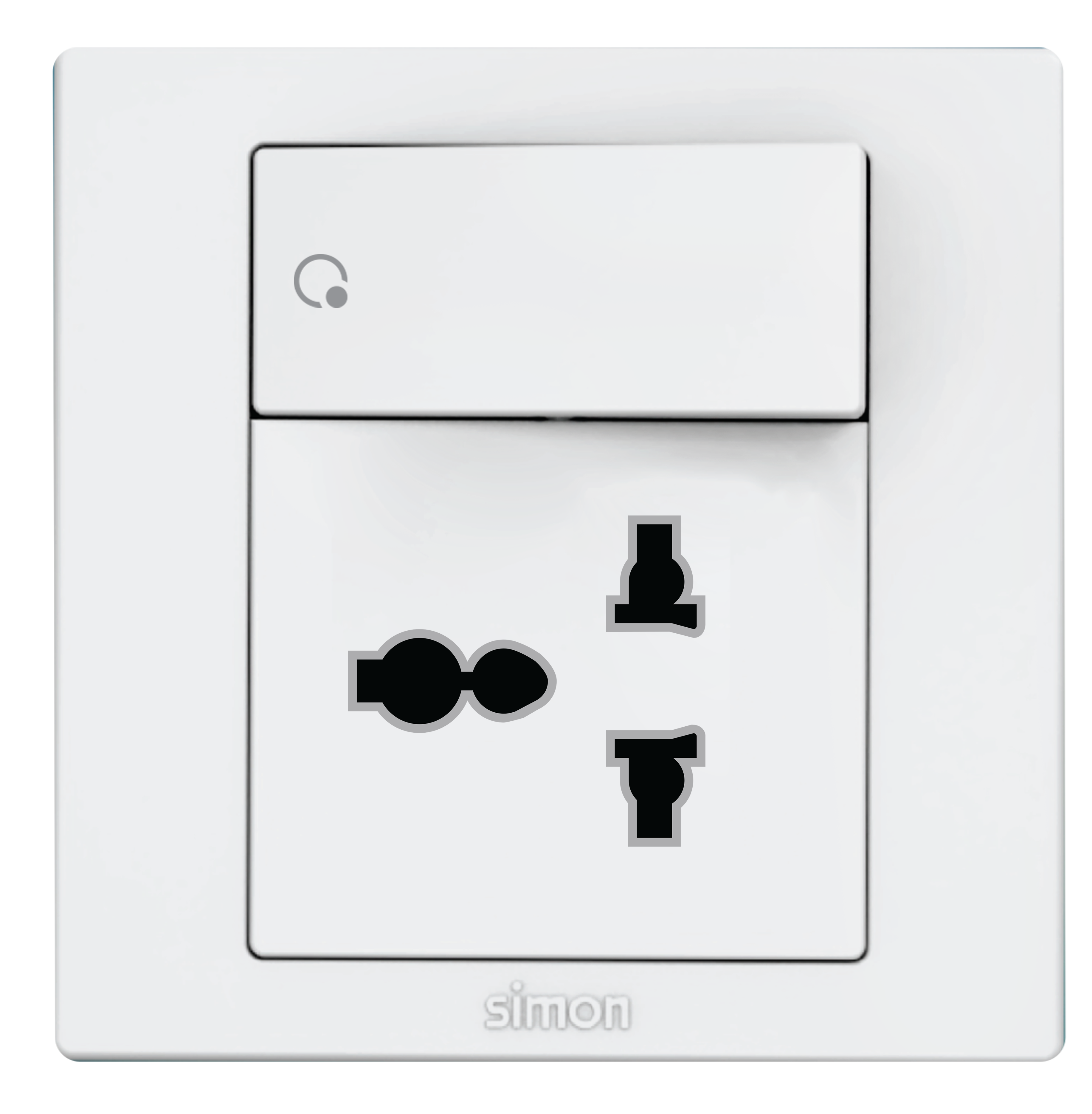 Module Ổ cắm đa năng kèm hạt công tắc 16A màu trắng Simon S5 S5540