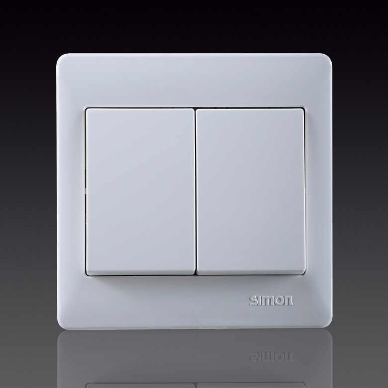 50S- Bộ công tắc đôi, 1 chiều Simon 51021B màu trắng