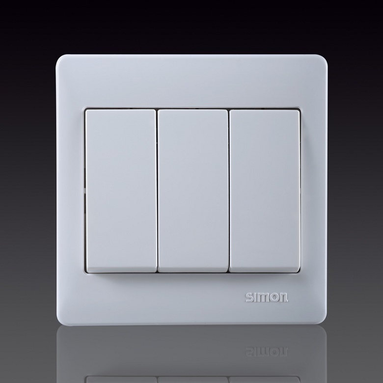 50S- Bộ công tắc nút nhấn ba Simon 51031BF Màu trắng