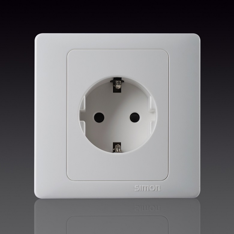 50S- Bộ Ổ cắm Schuko Simon 51687 Màu trắng chuẩn vuông