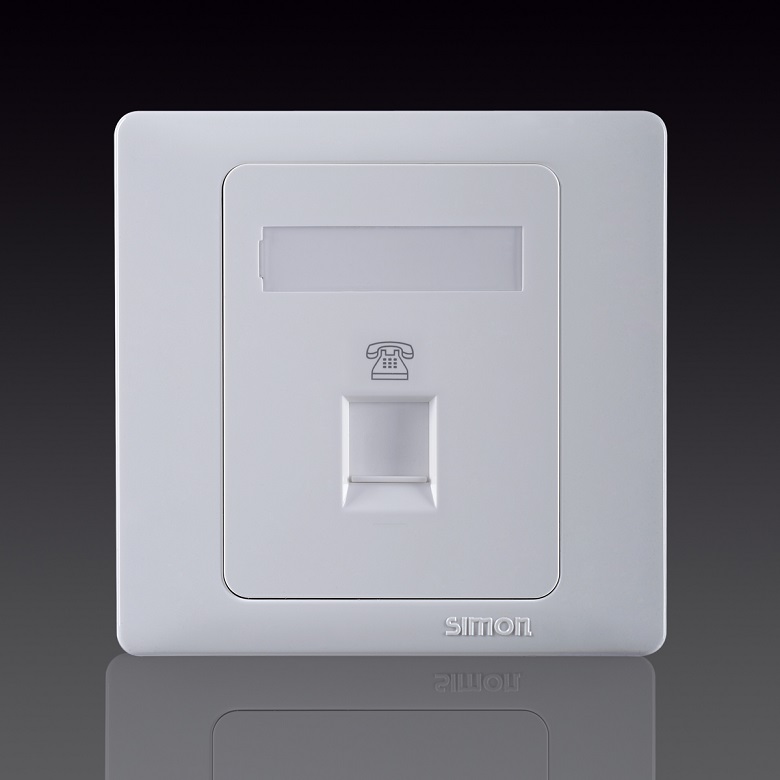 50S- Bộ Ổ cắm điện thoại đơn chuẩn RJ11 Simon 55214 Màu trắng