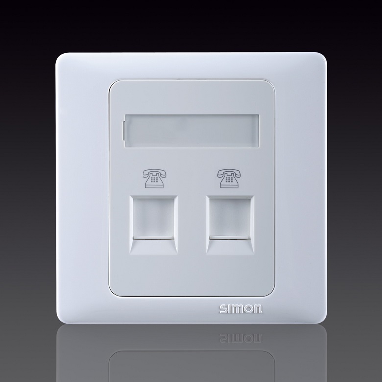 50S- Bộ Ổ cắm điện thoại đôi chuẩn RJ11 Simon 55224Màu trắng