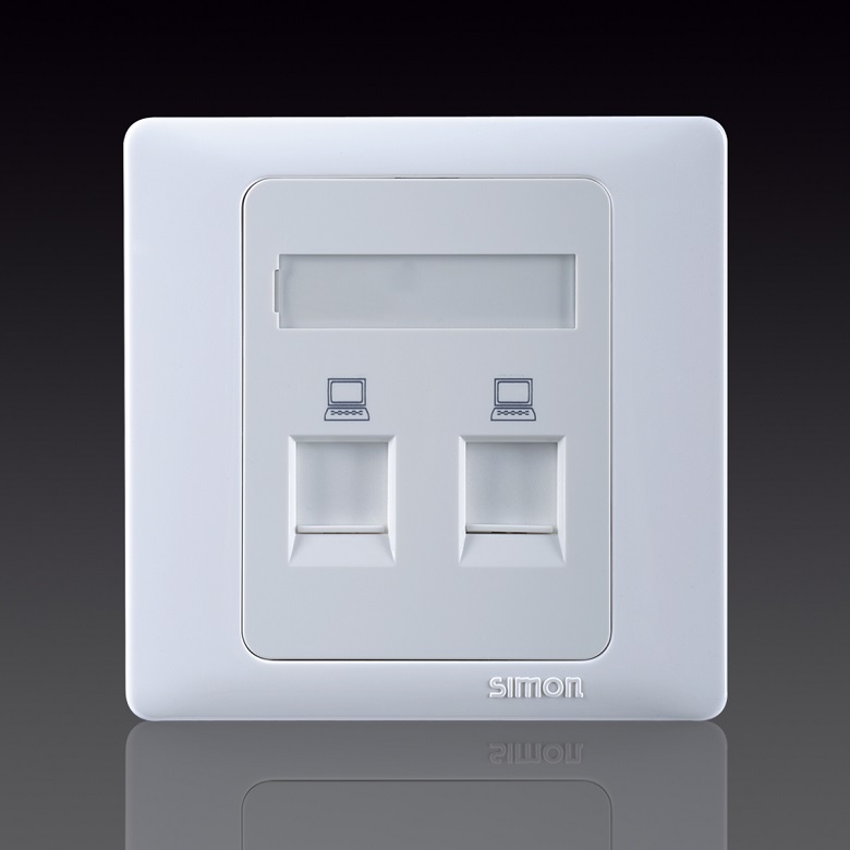 50S- Bộ 2 ổ cắm dữ liệu chuẩn RJ45 Cat.6e Simon 55228S Màu trắng