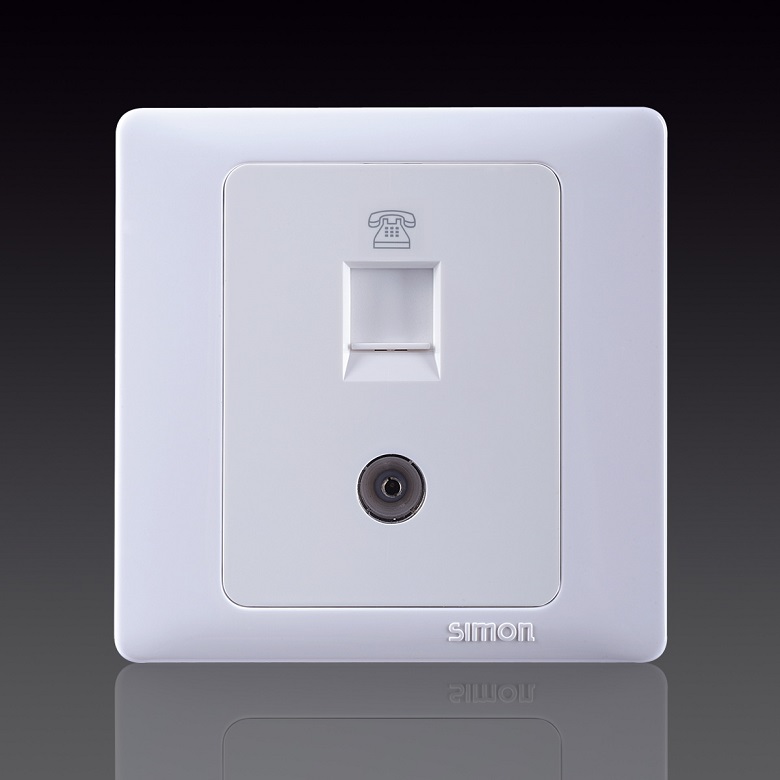 50S- Bộ ổ cắm TV+ Ổ ĐIỆN THOẠI Simon 55301 Màu trắng