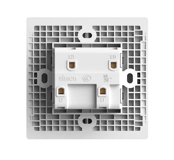 Module Công tắc đôi 1 chiều màu trắng Simon Series S6 581021 lắp chuẩn đế vuông