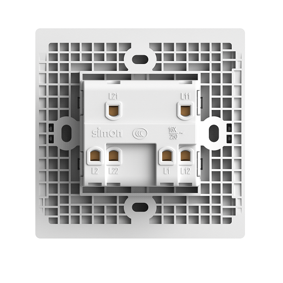 S6- Bộ công tắc 20A 2 cực 2 chiều kèm đèn LED Simon 582026 Màu trắng