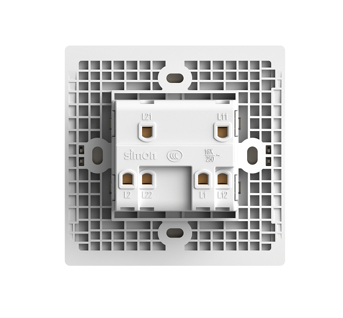 S6- Bộ công tắc 20A 2 cực 2 chiều kèm đèn LED (Champagne) Simon 582026-46 Màu Sâm panh