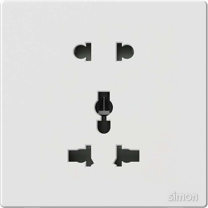 Module Ổ cắm 3 chấu đa năng và 2 chấu màu trắng Simon S6 581080V đế vuông