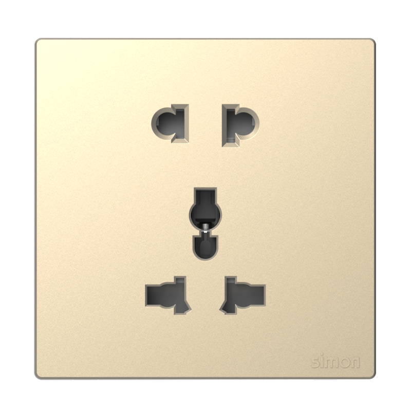 Module Ổ cắm 3 chấu đa năng và 2 chấu màu sâm panh Simon S6 581080V-46 đế vuông