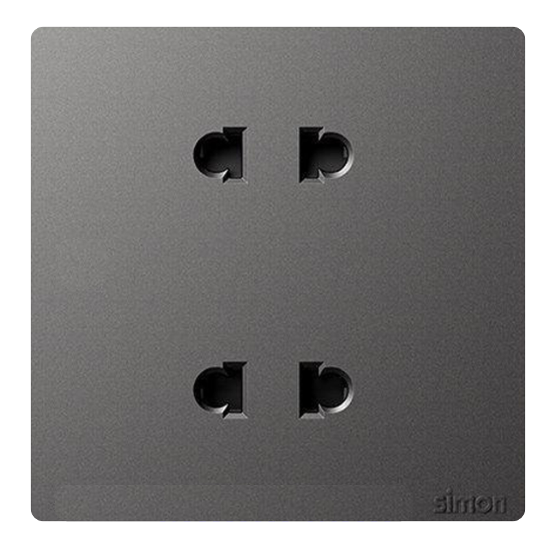 Ổ cắm đôi 2 chấu Simon K3 571072-61 Màu ghi xám lắp chuẩn đế vuông