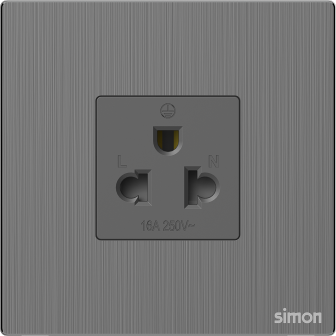M7 Metal- Bộ ổ cắm đơn 3 chấu (Brushed Grey) Simon 661087M-2B