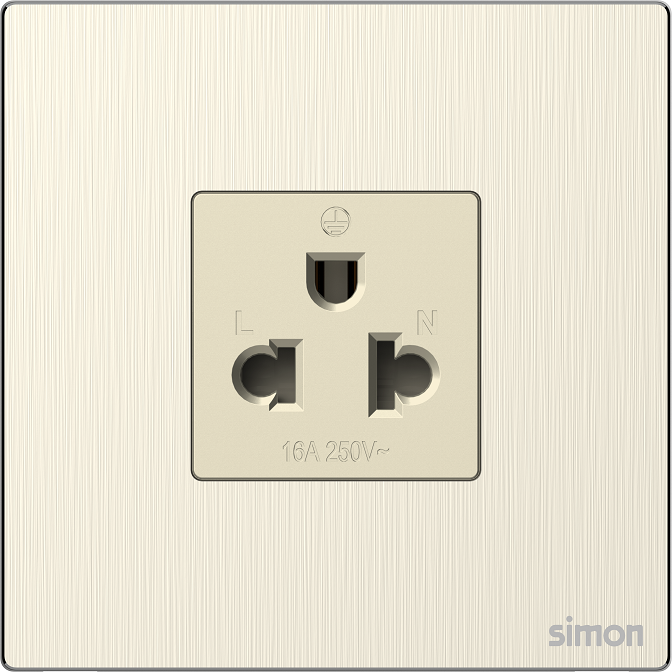M7 Metal- Bộ ổ cắm đơn 3 chấu (Satin Gold) Simon 661087M-2C