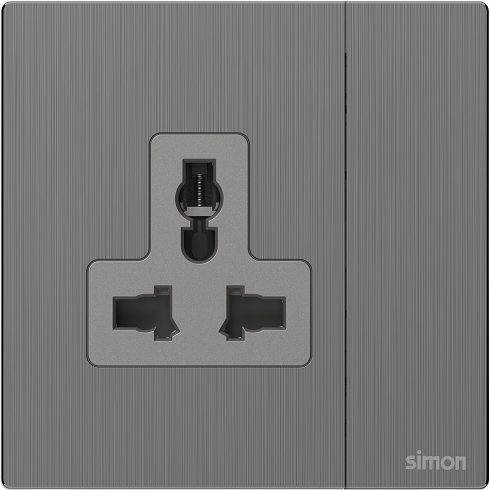 M7 Metal- Bộ ổ cắm 3 chấu đa năng + công tắc (13A 250V) (Brushed Grey) Simon 661089M-2B