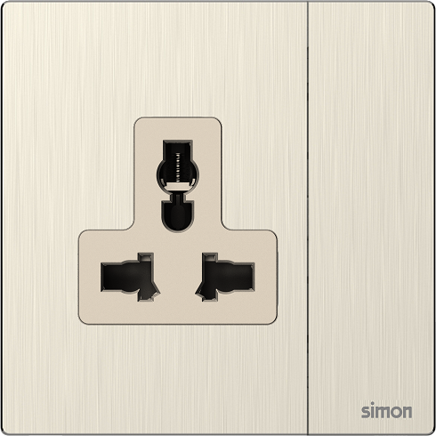 M7 Metal- Bộ ổ cắm 3 chấu đa năng + công tắc (13A 250V) (Satin Gold) Simon 661089M-2C