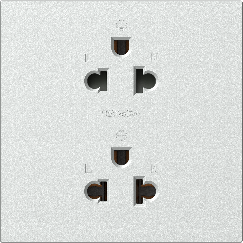 Module Ổ cắm đôi 3 chấu chuẩn Âu Mỹ màu Bạc Simon M7 661287-6R đế vuông