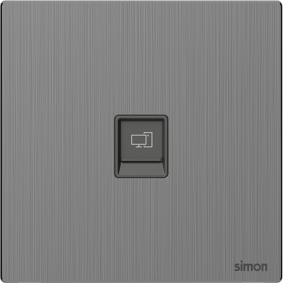 M7 Metal- Bộ ổ cắm mạng Cat6 đơn (Brushed Grey) Simon 665218M-2B