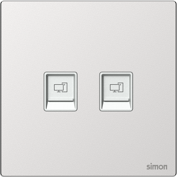 M7 Metal- Bộ ổ cắm mạng Cat6 đôi (Frosted Sliver) Simon 665228M-2A